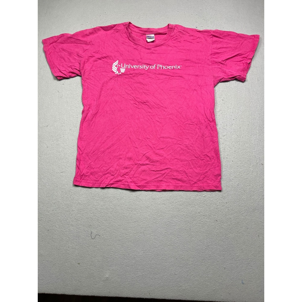 Gildan T-Shirt Cotton Pink University of Phoenix Medium Unisex